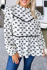 *WEBSITE EXCLUSIVE* Betsy White Bow Print Flowy Blouse