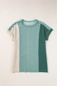 *WEBSITE EXCLUSIVE* Colorblock Ribbed Round Neck T Shirt