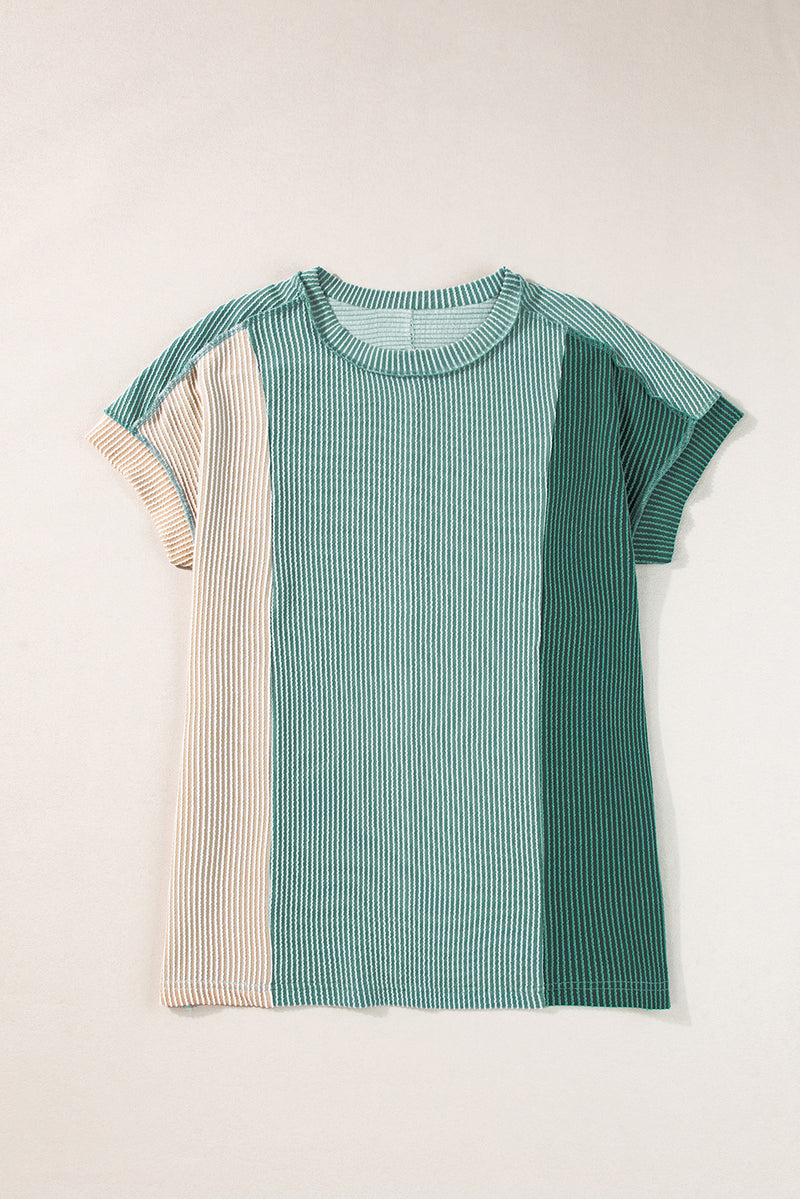 *WEBSITE EXCLUSIVE* Colorblock Ribbed Round Neck T Shirt