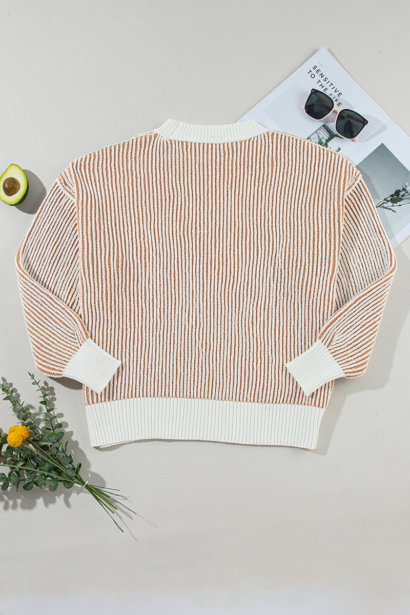 *WEBSITE EXCLUSIVE* Isla Striped Contrast Trim Loose Sweater