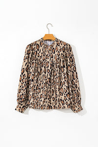 *Website Exclusive*  Leopard Print Balloon Sleeve Loose Blouse