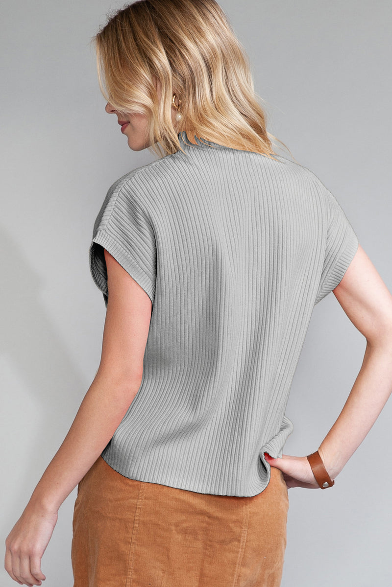 *Website Exclusive* Lee Patch Pocket Ribbed Knit Short Sleeve Sweater