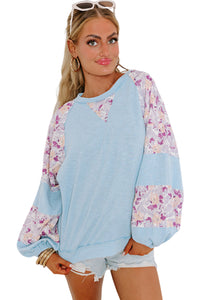 *WEBSITE EXCLUSIVE* Piper Rib Floral Patchwork Balloon Sleeve Top