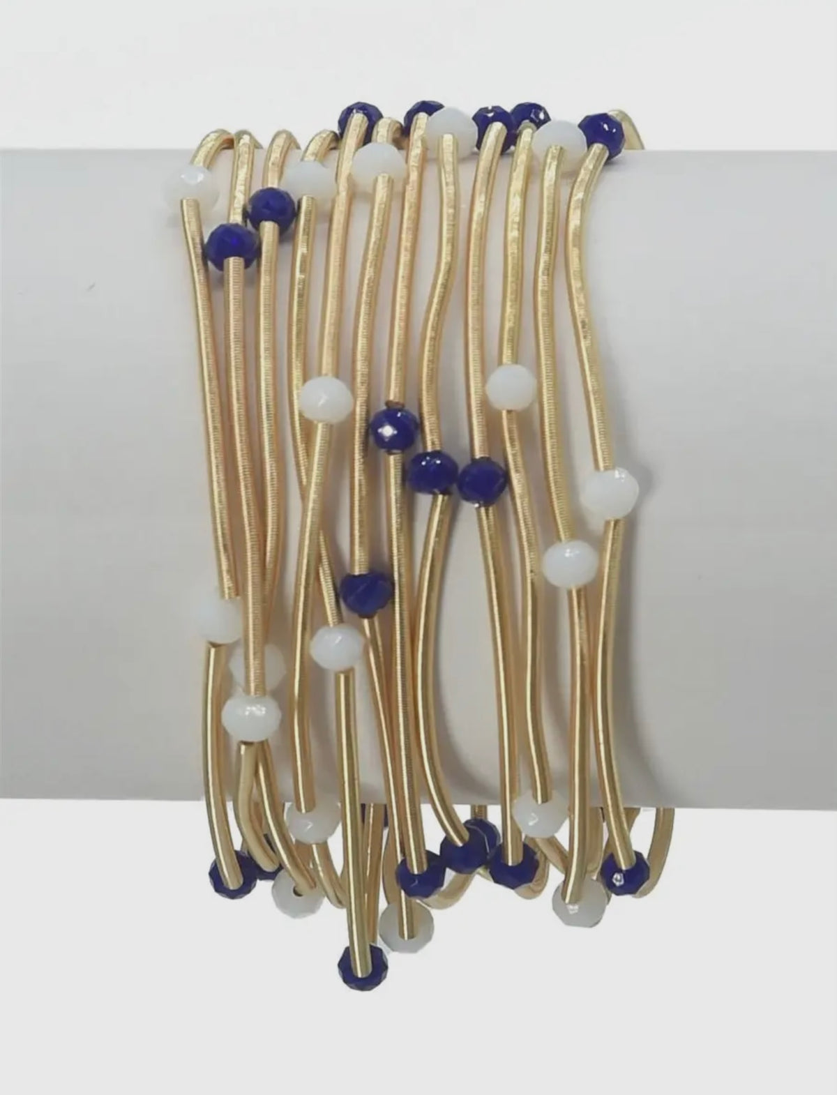 Set of Nine Blue & White Bracelets