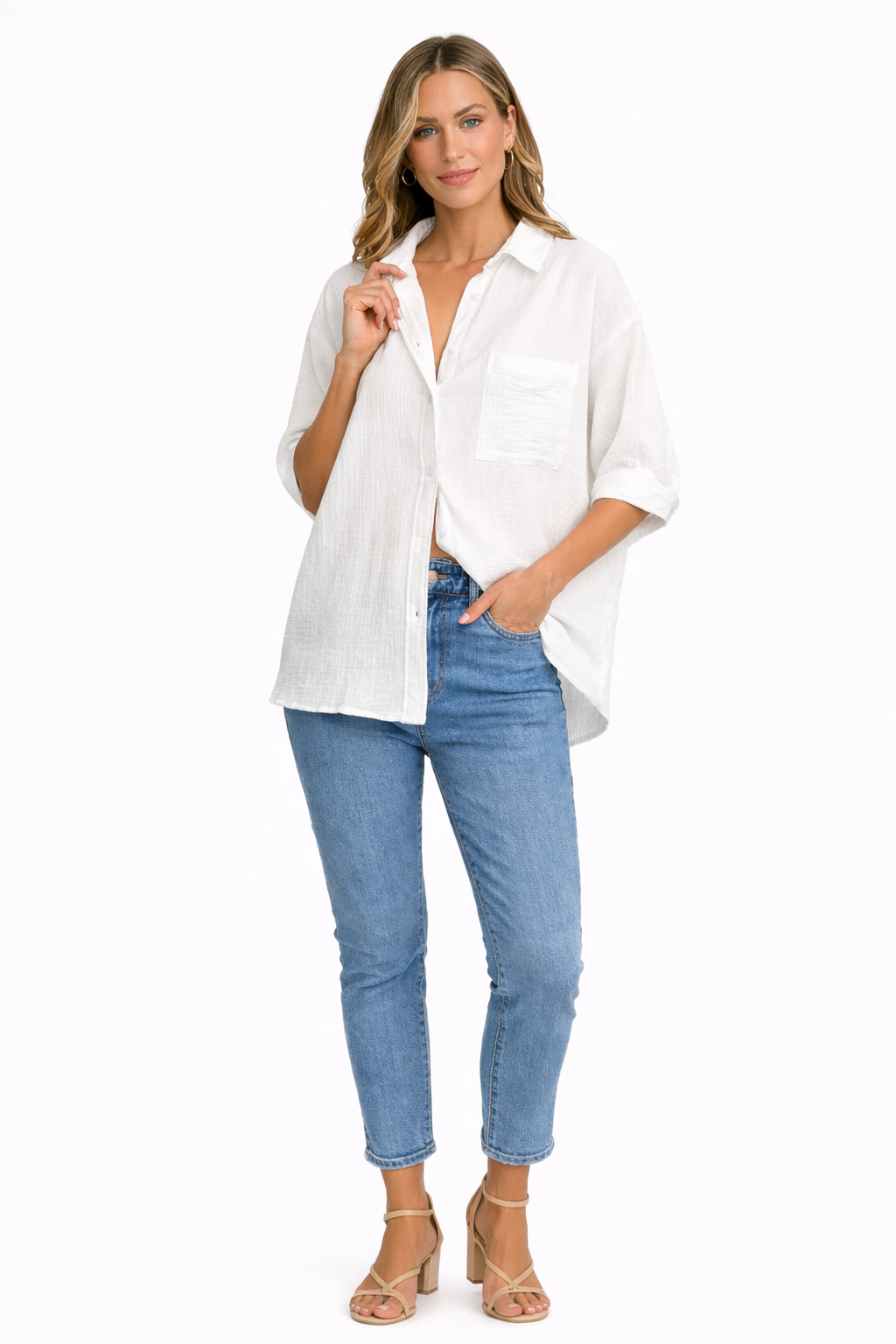 Oversized White Gauze Top
