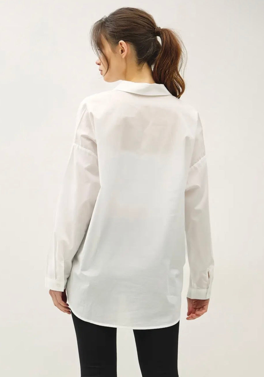 Crisp White Long Sleeve Blouse