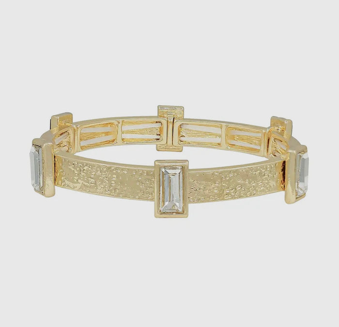 Textured Gold with Clear Rectangular Stones