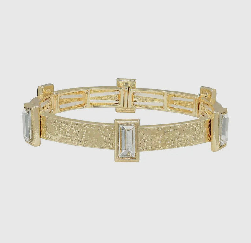 Textured Gold with Clear Rectangular Stones