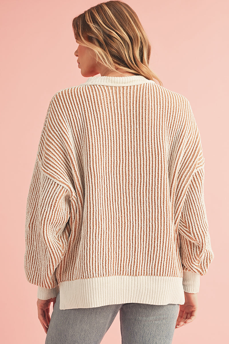 *WEBSITE EXCLUSIVE* Isla Striped Contrast Trim Loose Sweater