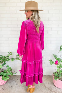 *WEBSITE EXCLUSIVE* Plus Hot Pink Tiered Ruffle Size Maxi Dress