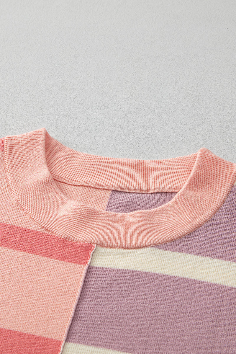 *WEBSITE EXCLUSIVE* Hannah Stripe Exposed Seam Loose Sweatshirts