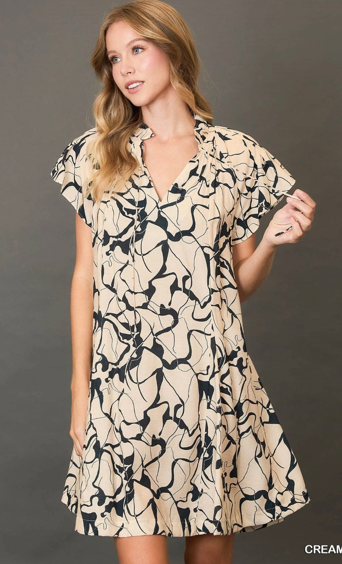 Cream & Black Dress