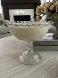 Large Glass Compote Candle: Sugar & Chardonnay