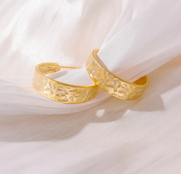Gold Textured Hoops