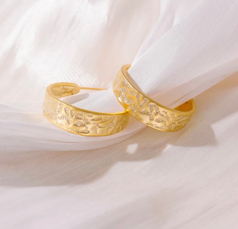 Gold Textured Hoops