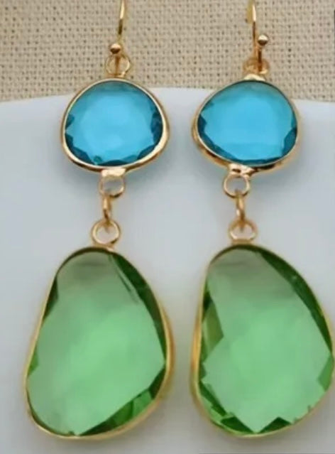 Turquoise/Lime Drop Earrings