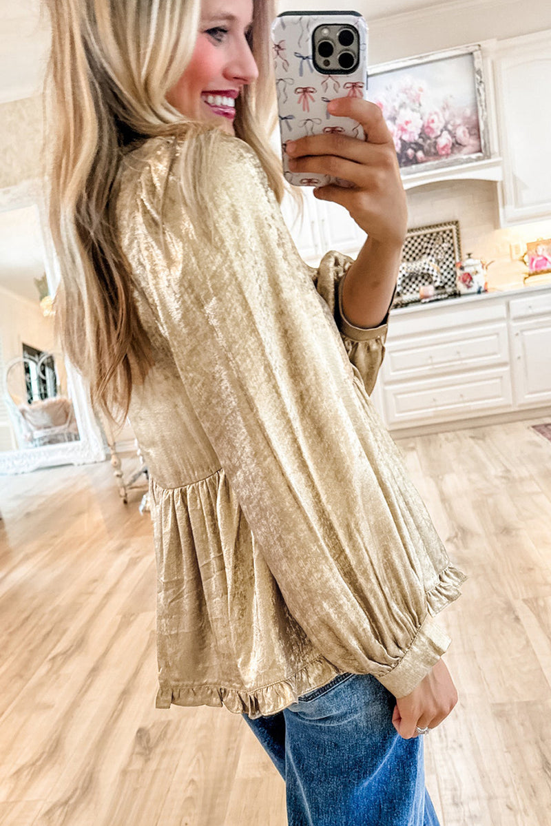 *WEBSITE EXCLUSIVE* Kate Gold Metallic Babydoll Blouse