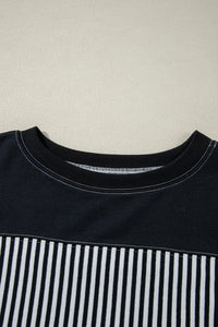 *WEBSITE EXCLUSIVE* Lily Dark Khaki Striped Patchwork Oversized Tee