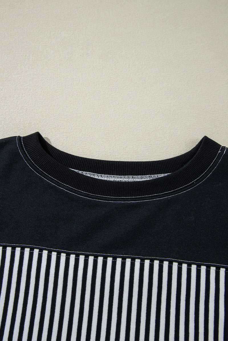 *WEBSITE EXCLUSIVE* Lily Dark Khaki Striped Patchwork Oversized Tee