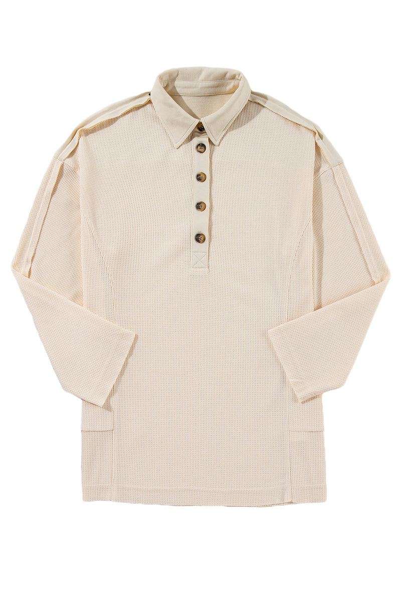 *WEBSITE EXCLUSIVE* Rachael Waffle Long Sleeve Henley Top