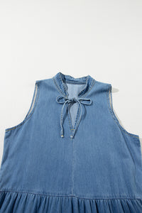 *WEBSITE EXCLUSIVE*  Sleeveless Tiered Chambray Maxi Dress