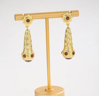 Gold Stone Drop Dangle Earrings(FW)