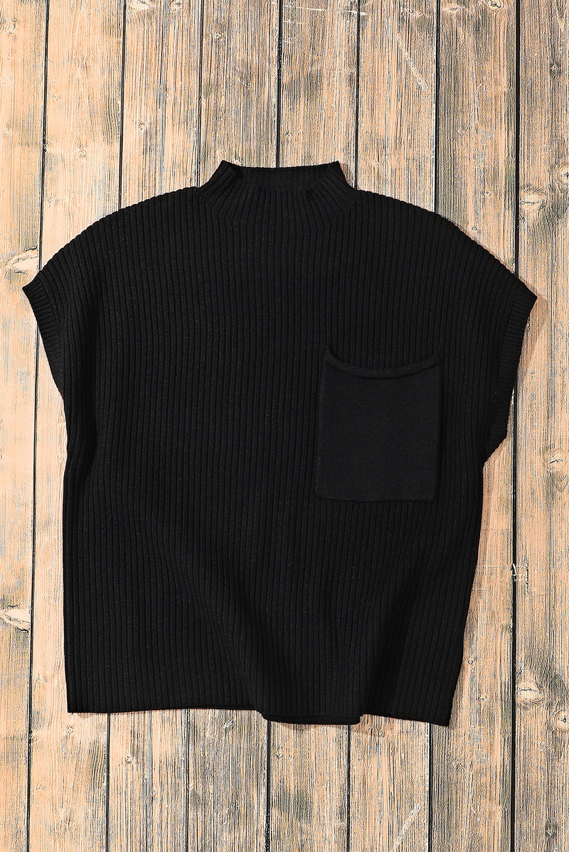 *Website Exclusive* Lee Patch Pocket Ribbed Knit Short Sleeve Sweater