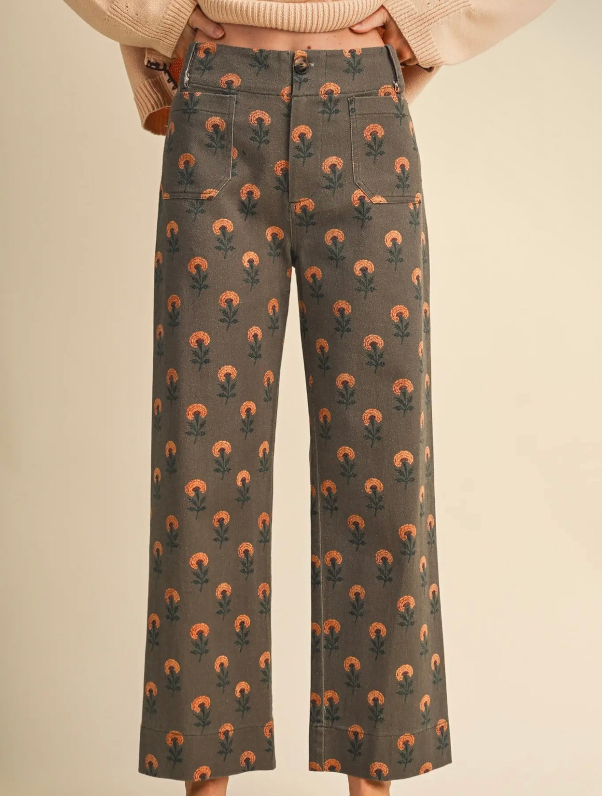 Olive Floral Pants