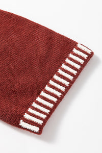 *WEBSITE EXCLUSIVE* Rust Contrast Trim Knit Sweater