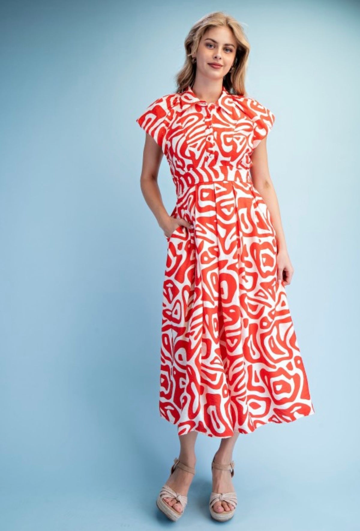 Tomato Red Patterned Dress