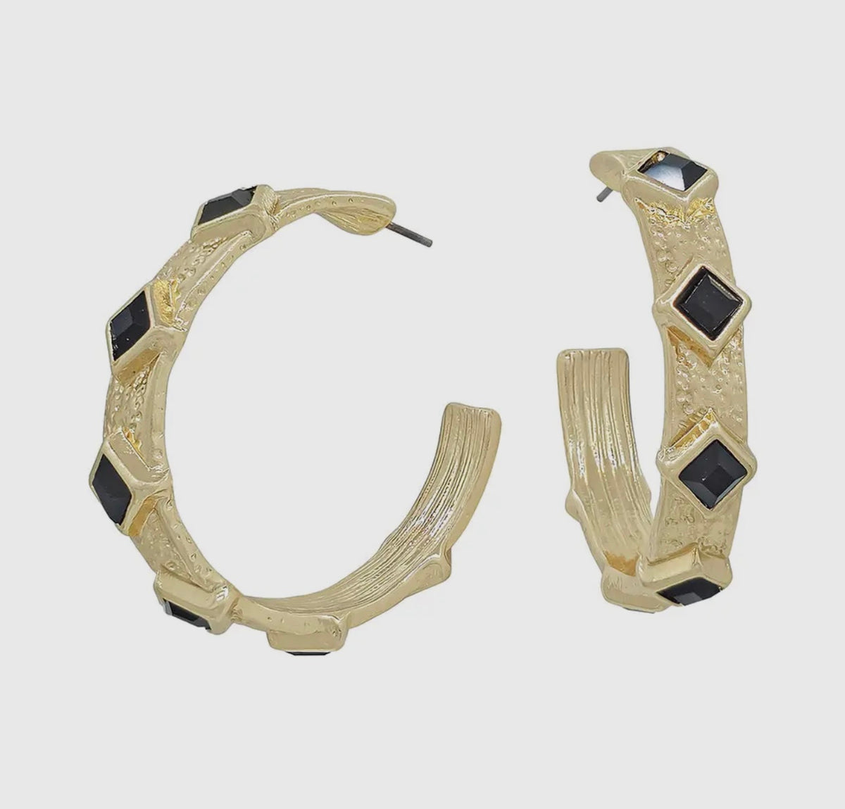 Black Studded Hoop Earrings