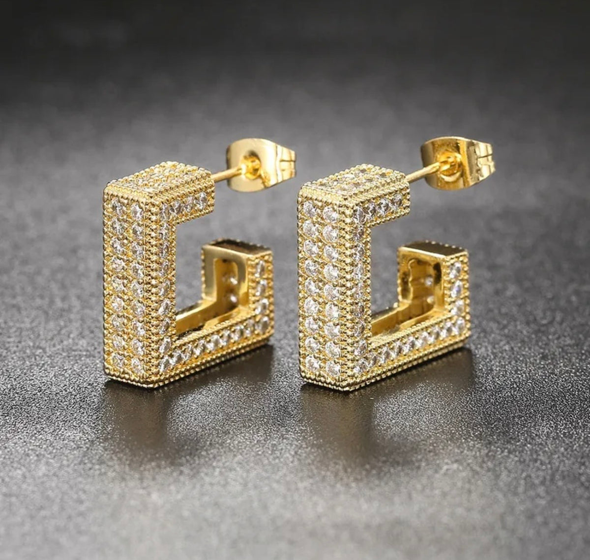 Silver OR Gold Square CZ Hoops