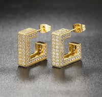 Silver OR Gold Square CZ Hoops