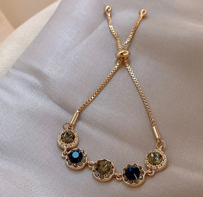 Gold Plated Blue & Green Stone Bracelet (FW25)