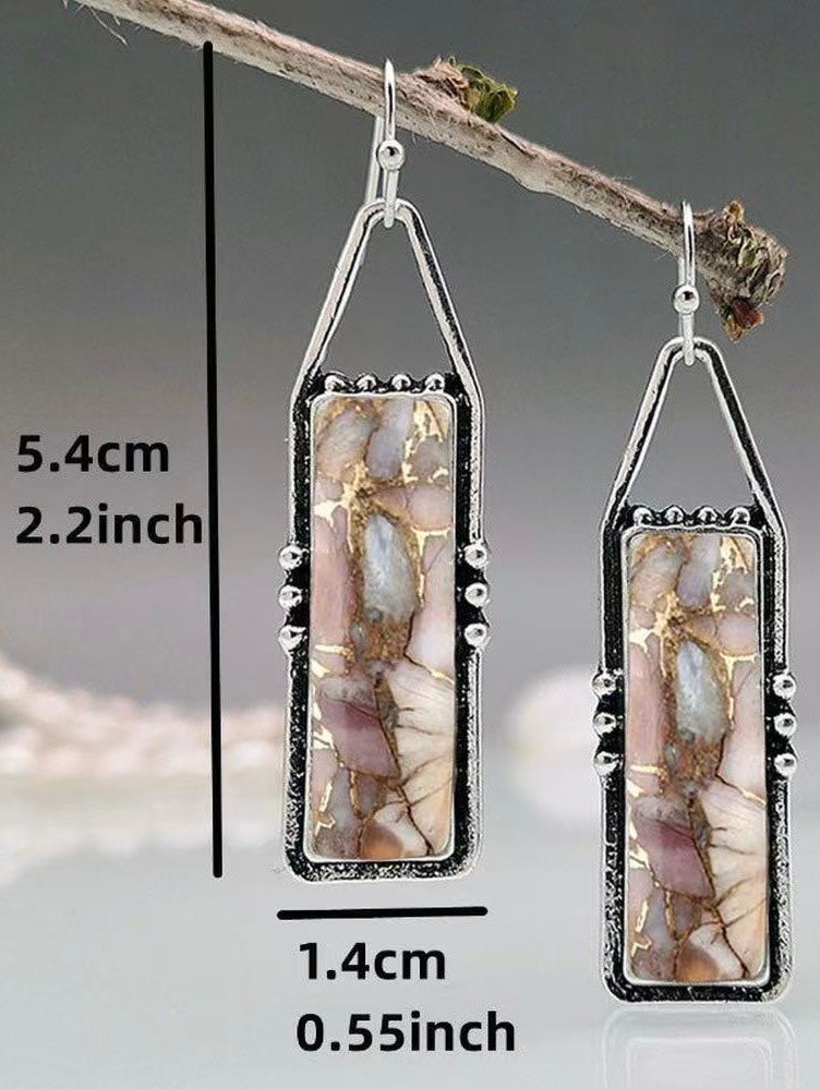 Pink & Gold Stone Earrings