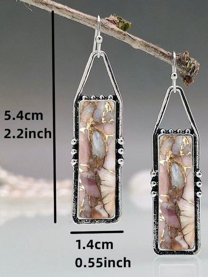 Pink & Gold Stone Earrings