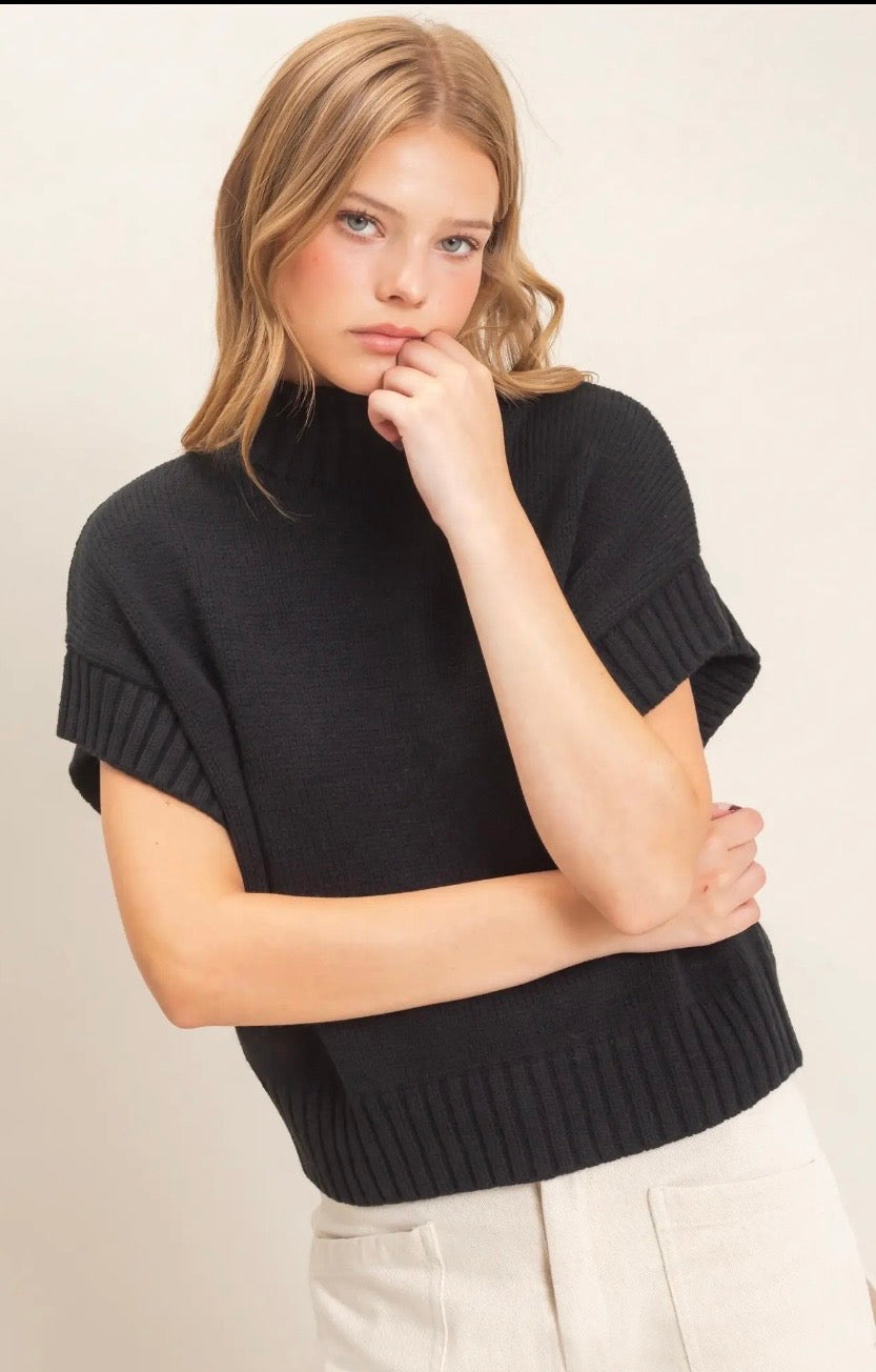 Black Mock Neck Sweater