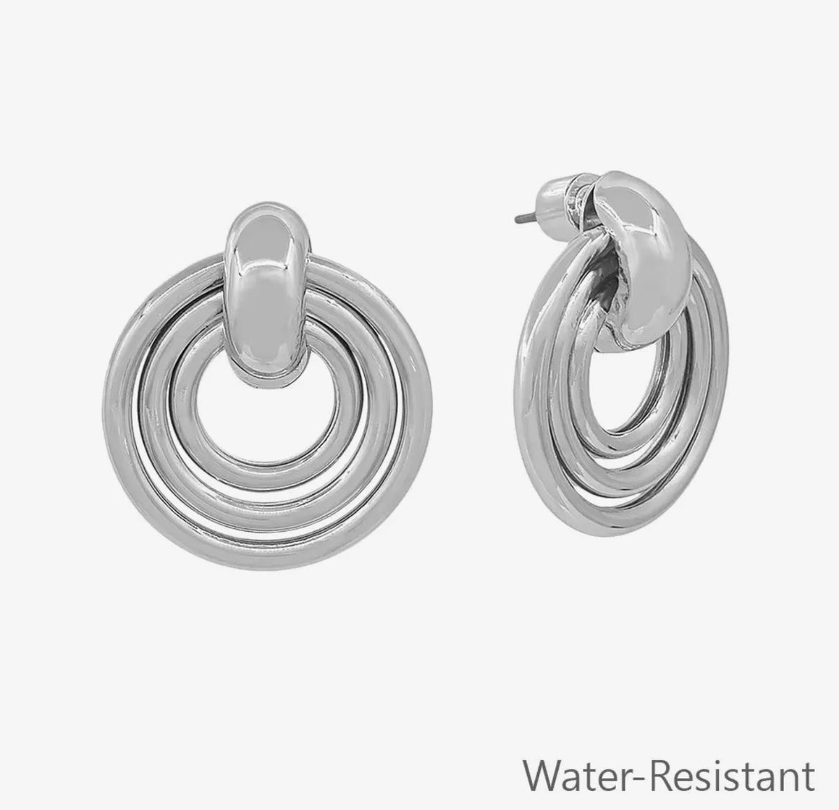 Triple Round Silver Post Earrings