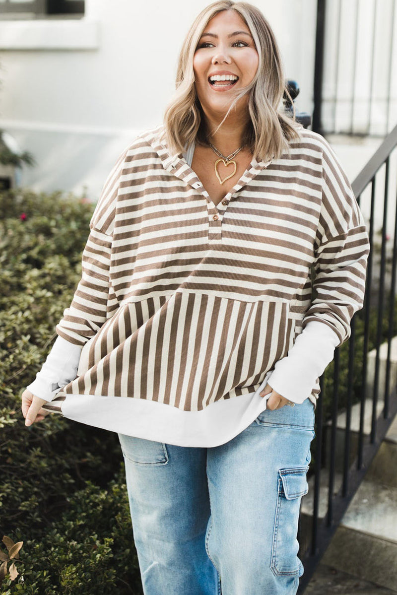 *WEBSITE EXCLUSIVE* Brown Stripe Drop Sleeve