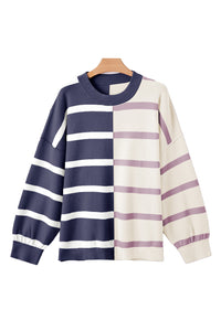 *WEBSITE EXCLUSIVE* Hannah Stripe Exposed Seam Loose Sweatshirts