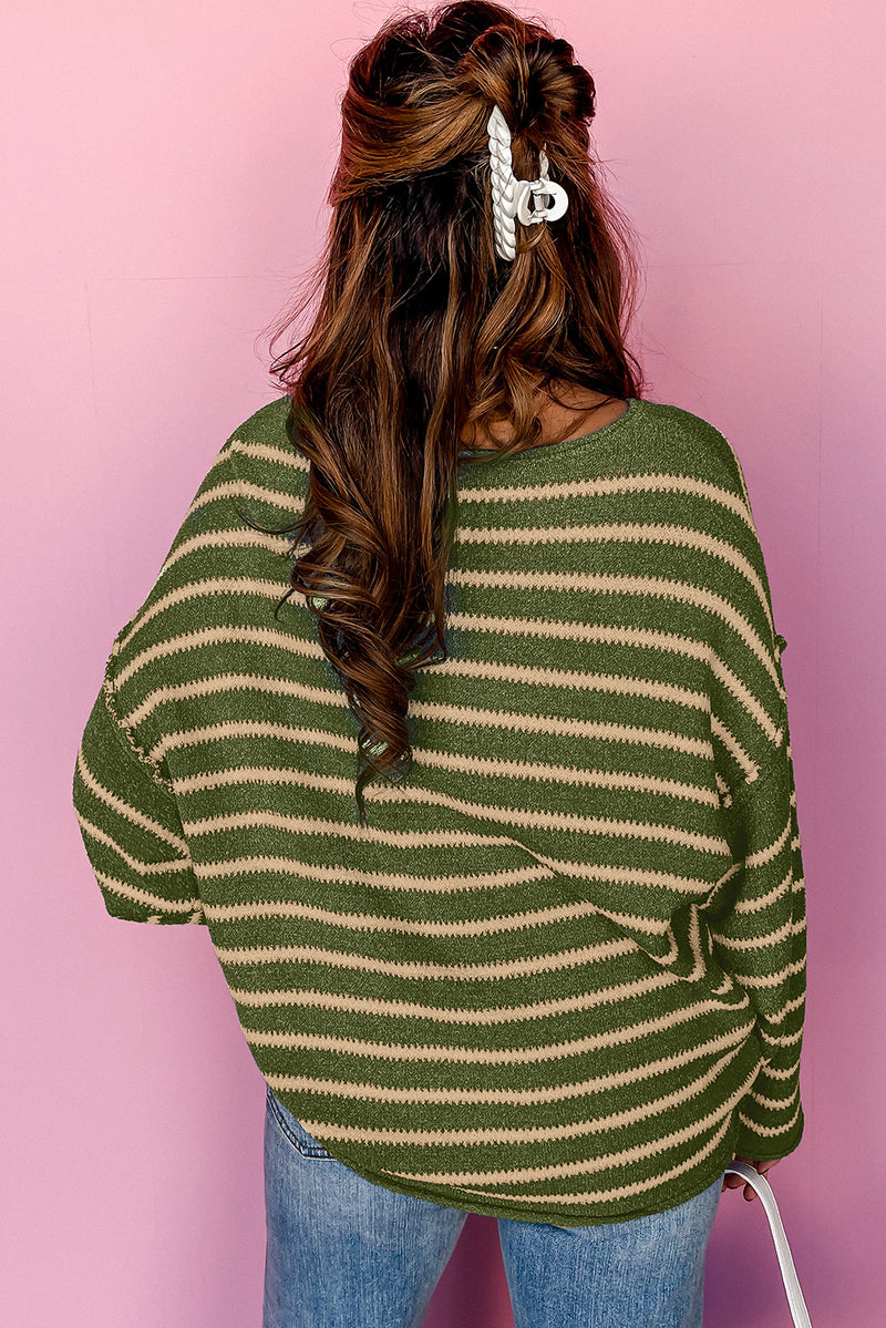 *WEBSITE EXCLUSIVE*  Aria Stripe Round Neck Drop Shoulder Sweater