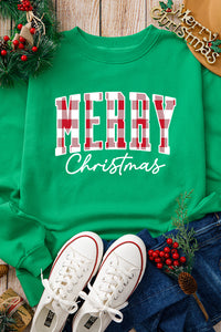 *Website Exclusive * Dark Green Merry Christmas Heat Transfer Graphic Sweatshirt