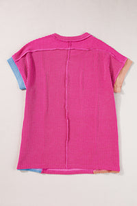 *WEBSITE EXCLUSIVE* Colorblock Ribbed Round Neck T Shirt