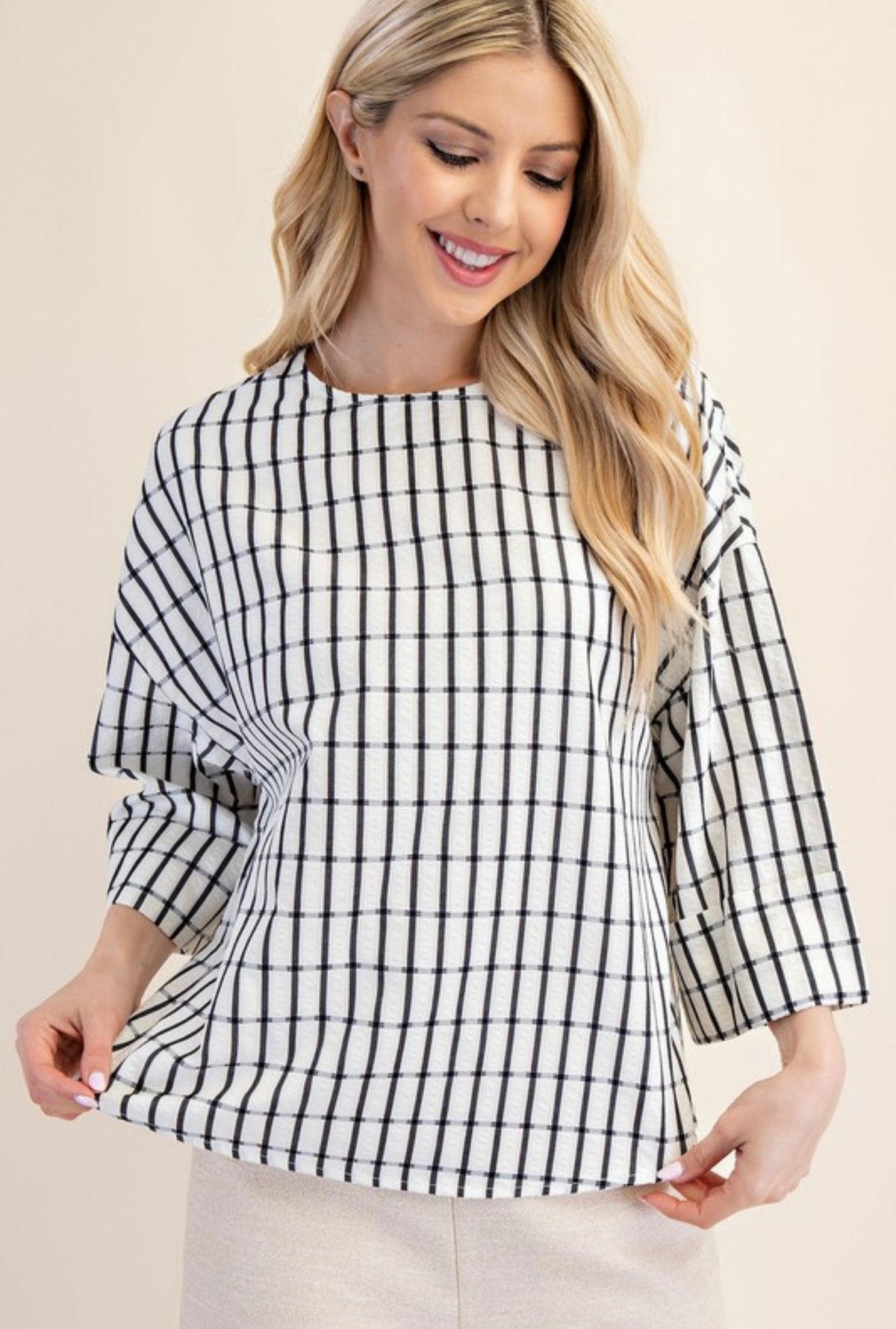 Black & White 3/4 Sleeve Blouse