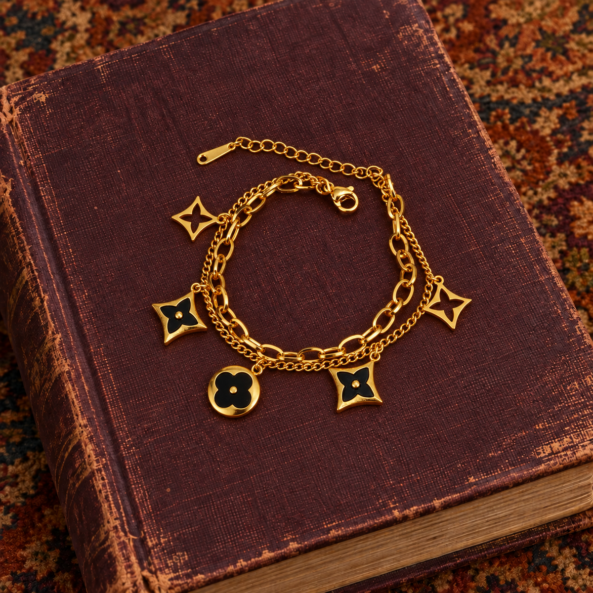 Black Enamel Charm Bracelet
