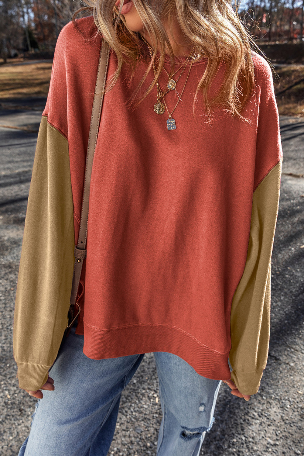 *WEBSITE EXCLUSIVE* Viola Two Tone Drop Shoulder Pullover Sweatshirt