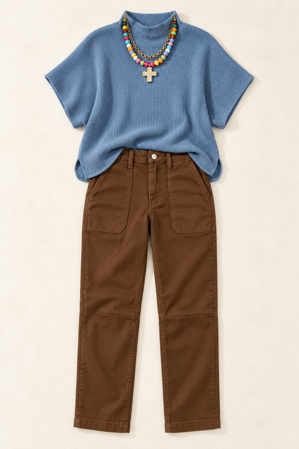 Slate Blue Short Sleeve Sweater