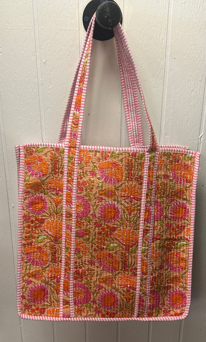 XL Orange & Pink Quilted Bag