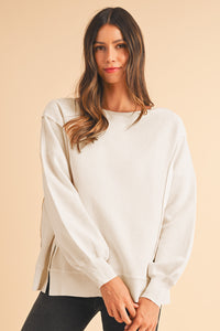 *WEBSITE EXCLUSIVE* Knit Bishop Sleeve Oversized Sweatshirt