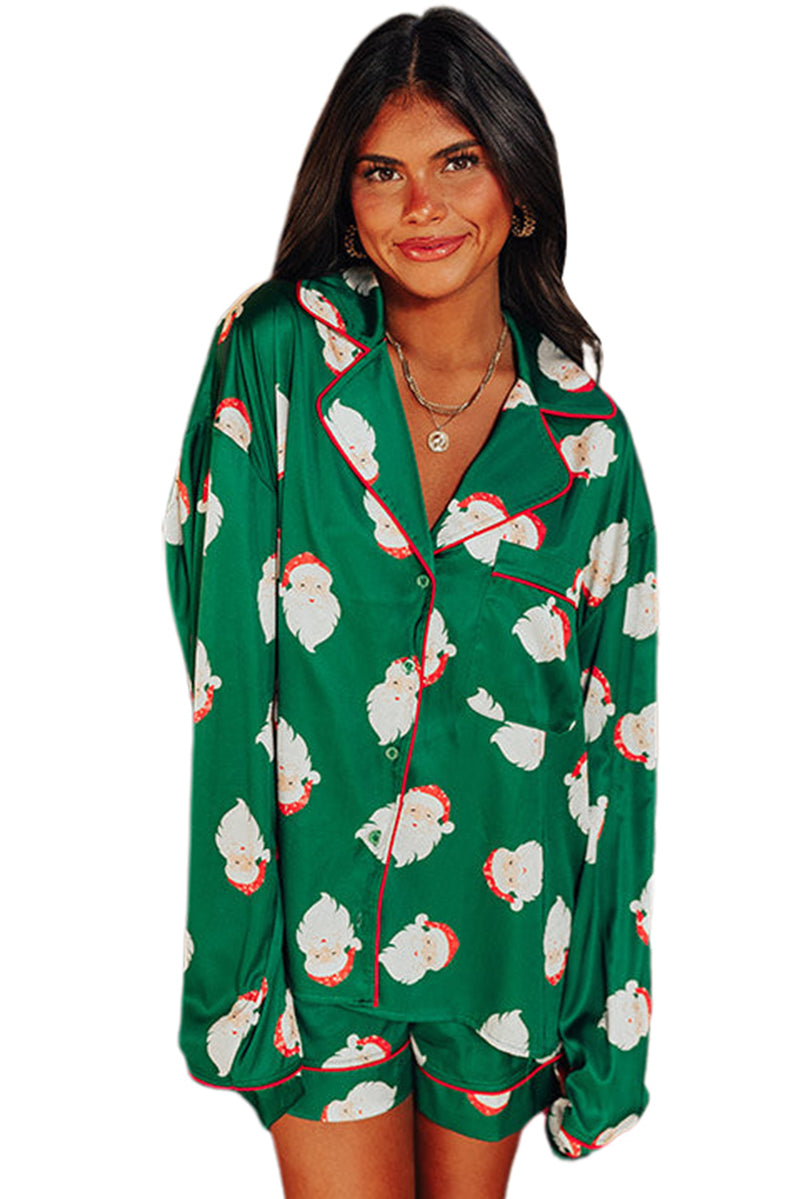 *WEBSITE EXCLUSIVE* Green Christmas Santa Pajama Set